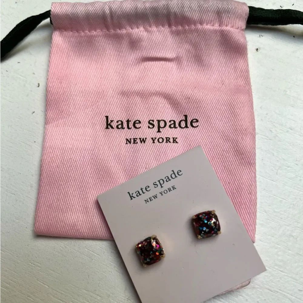 kate spade new york Glitter Crystal Square Stud Earrings NEW